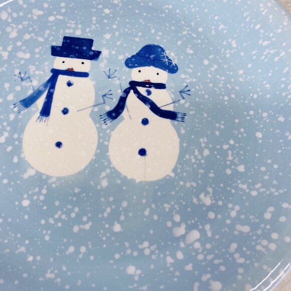Home Target WINTER FROST Hand Painted Snowman Stoneware Blue Salad Plates Set 4 - Picture 12 of 16